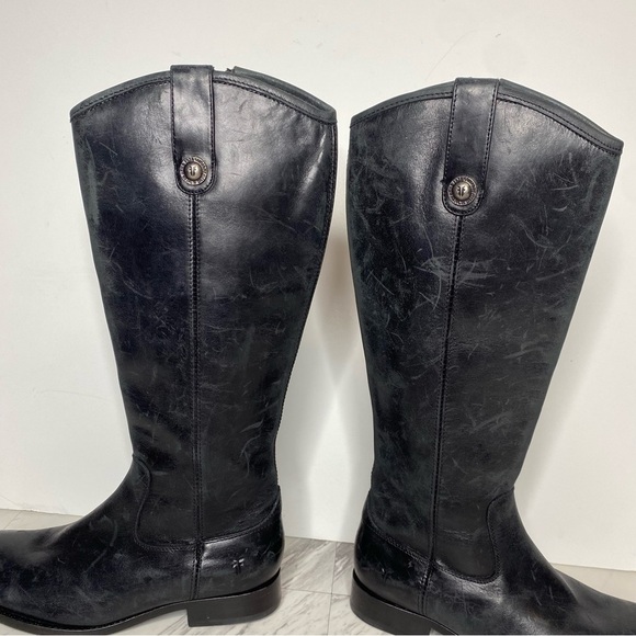 Frye Melissa Button Inside Zipper Black Leather Riding Tall Boots 6 1/2 B - Picture 10 of 16
